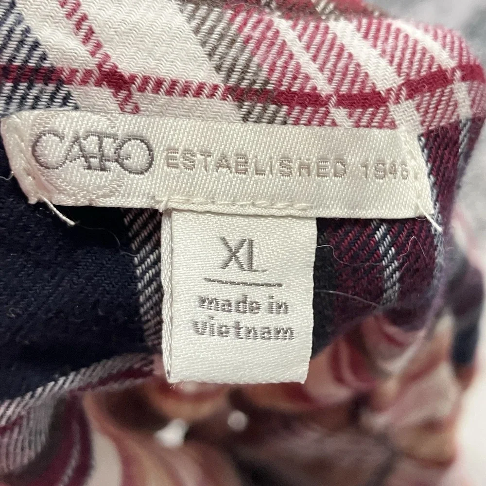 Cato Plaid Patchwork Open Front Cardigan Womens Size XL‎ Draped Fall Boho